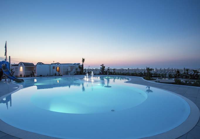 The swimming pool in the evening